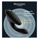 Черный вибратор 20,3см с вакуумным стимулятором Womanizer Duo 2 Black WZ142SG9