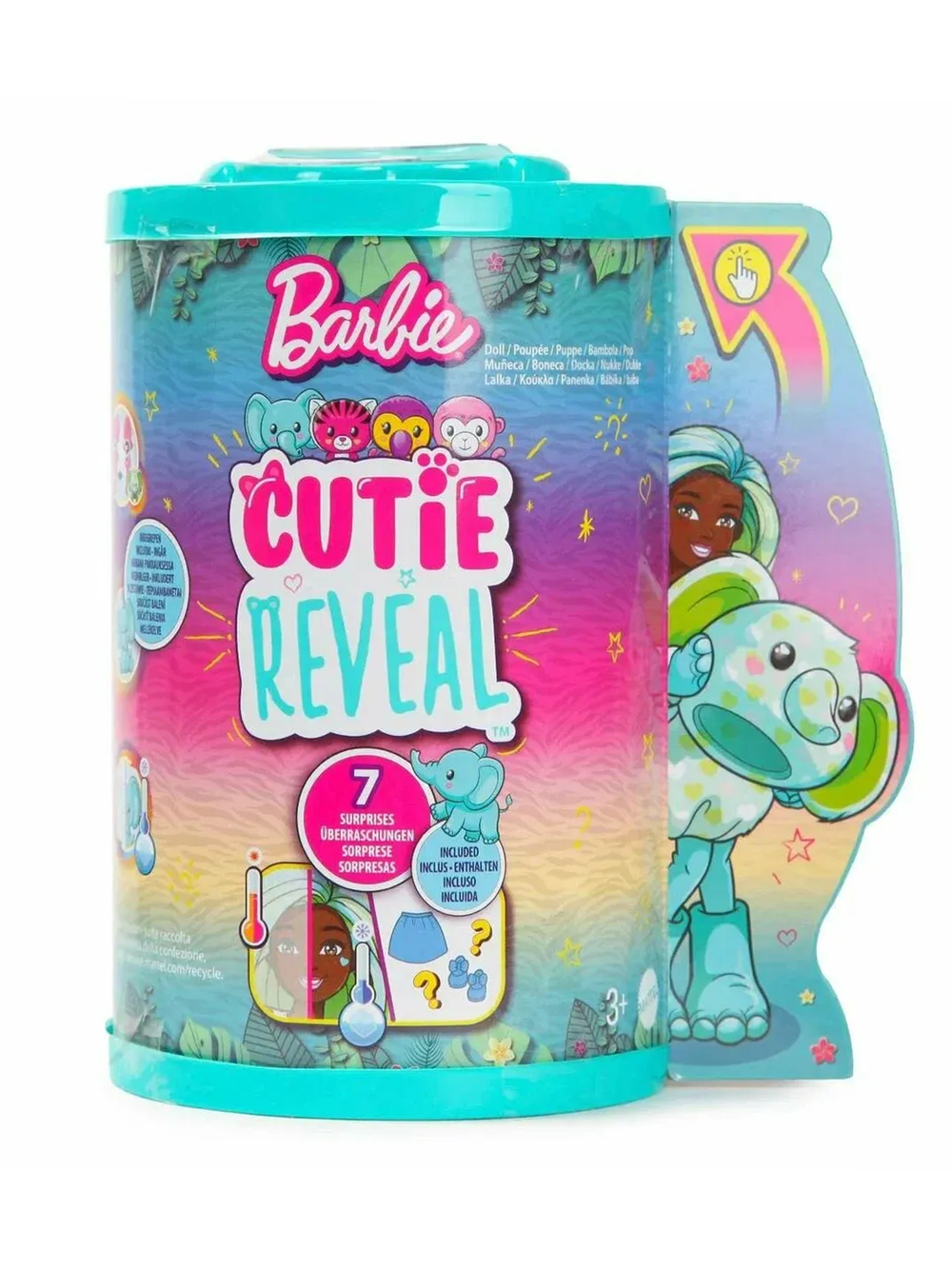 Кукла Барби Кьюти Ревил Слонёнок | Barbie Cutie Reveal Elephant HKR13 | кукла-сюрприз в костюме слонёнка Mattel 3+