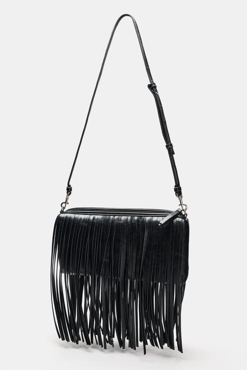 ZARA СУМКА С БАХРОМОЙ, ЧЕРНЫЙ
