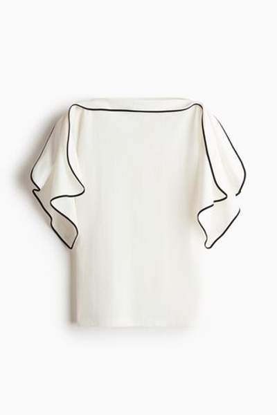 Топ с вырезом лодочка и оборками - H&M