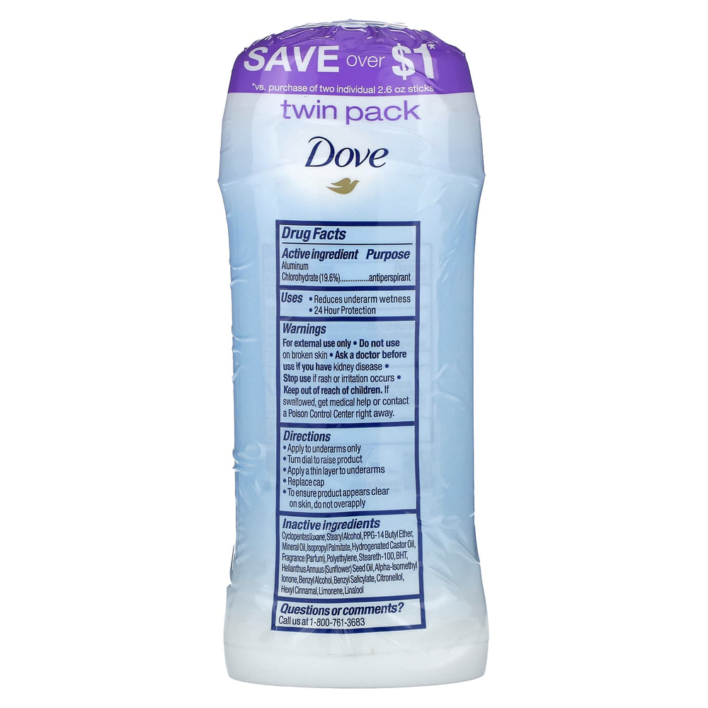 Dove, Дезодорант-антиперспирант, свежий, 2 шт. В упаковке, 74 г (2,6 унции)