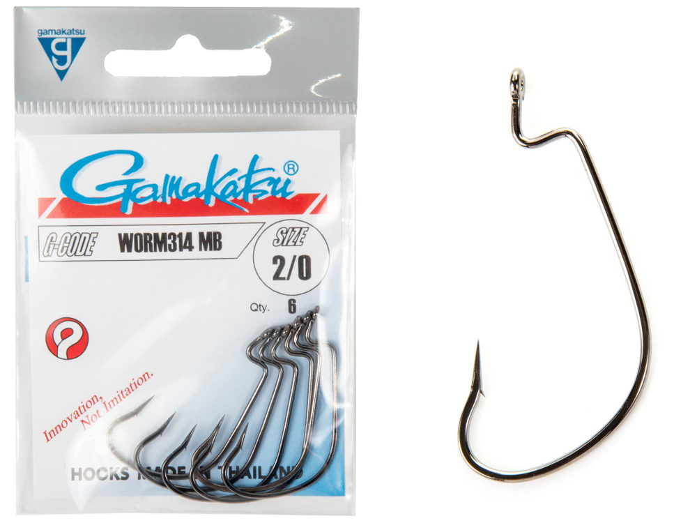 Крючки офсетные Gamakatsu WORM 314 HOOKS разм. 2/0 6шт.