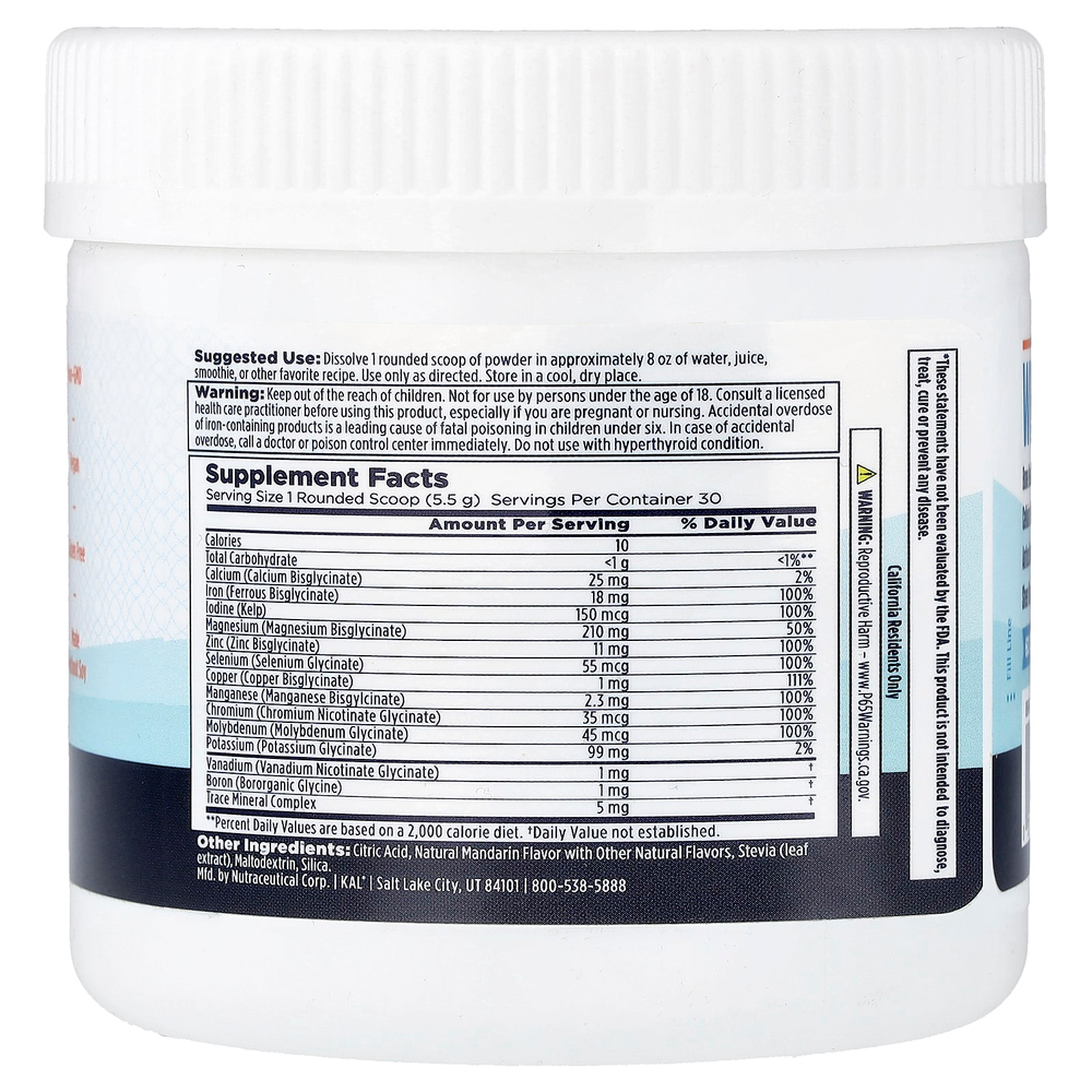 KAL, Total Mineral+, со вкусом мандарина, 167 г (5,8 унции)