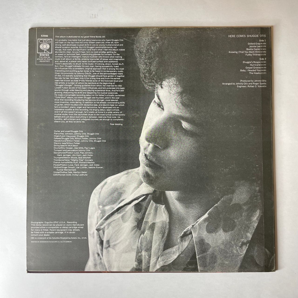 Винтажная виниловая пластинка LP Shuggie Otis, Here Comes Shuggie Otis (Англия 1970)