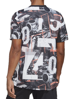 Футболка мужская теннисная Adidas Spring Club Graphic Tee - white/black/corfus