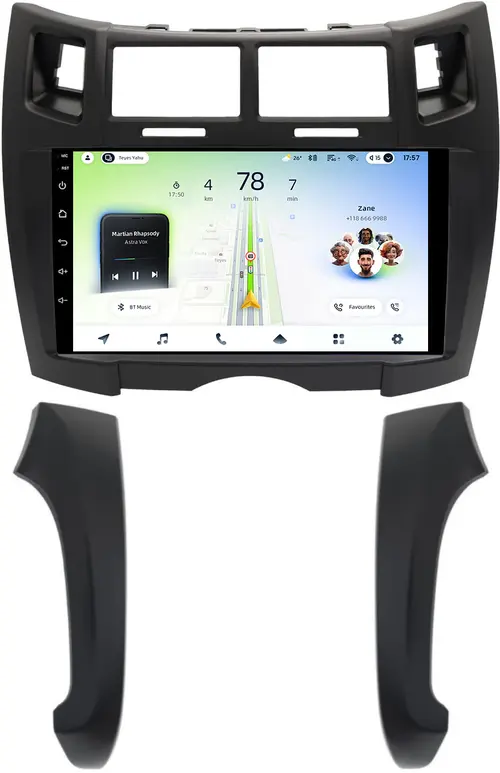 Магнитола для Toyota Vitz 2, Yaris 2 2005-2011 (рамка черная тип 2) - Teyes CC4L монитор 9" IPS, Android 14, Быстрая, Snapdragon 662, CarPlay, 4G SIM-слот