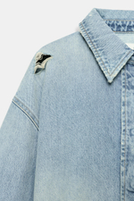 УКОРОЧЕННАЯ ДЖИНСОВАЯ КУРТКА-РУБАШКА TRF — ZARA