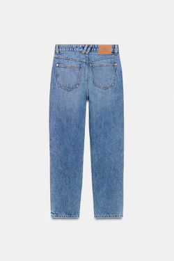 ZARA ДЖИНСЫ Z1975 MOM FIT С ВЫСОКОЙ ПОСАДКОЙ, ВЫЦВЕТШИЙ СИНИЙ
