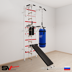 Шведская стенка Sv Sport усиленная 6821 (Турник стандарт/Брусья/Скамья/Лестница/Цепь/Мешок 15кг)