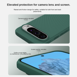 Усиленный чехол зеленого цвета (Dark Green) от Nillkin для Google Pixel 9 Pro XL, серия Super Frosted Shield Pro
