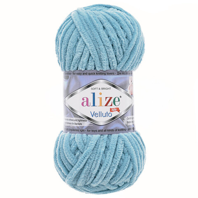 Пряжа Alize (Ализе) Velluto / уп.5 мот. по 100 г, 68м, 414 лазурный A