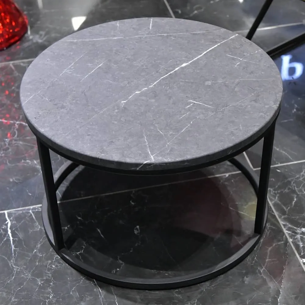Набор кофейных столиков Bradex Home ов Tango серый мрамор с чёрными ножками, 2шт