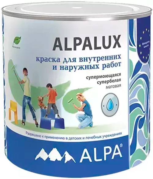 Краска Alpa Alpalux акриловая для внутренних и наружных работ база C