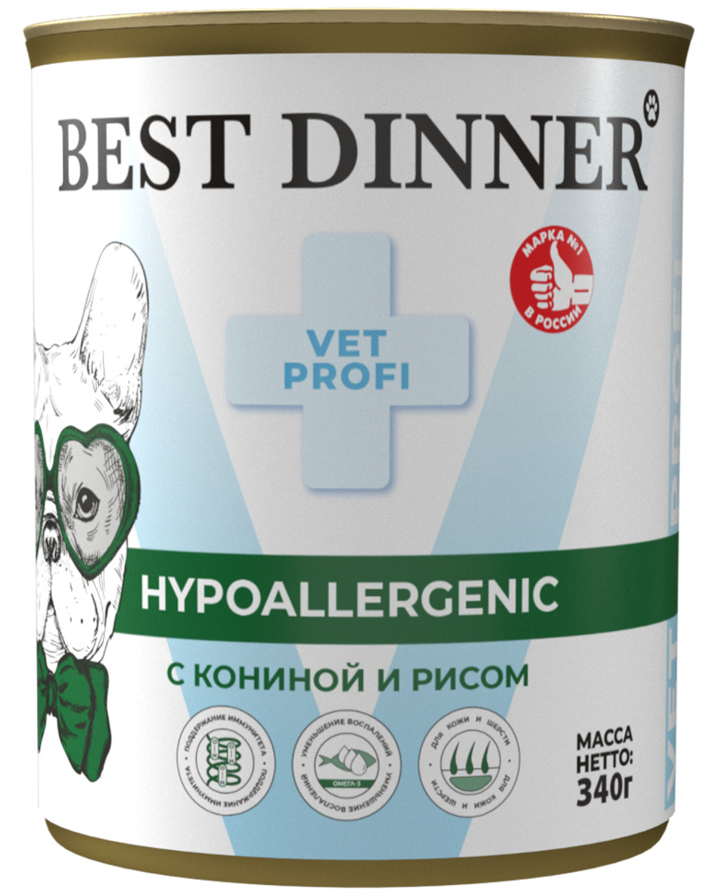 Best Dinner Вет Профи Hypoallergenic 340 г консервы для собак с кониной и рисом
