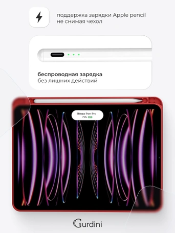 Чехол книжка для iPad Pro 11" (2,3,4 gen) Gurdini Milano Series Red