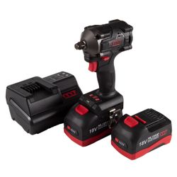 MIGHTY SEVEN (DW-404A) Гайковерт аккумуляторный ударный 1/2", 900 Hm, 18 В, укороченный, 4 предмета, кейс