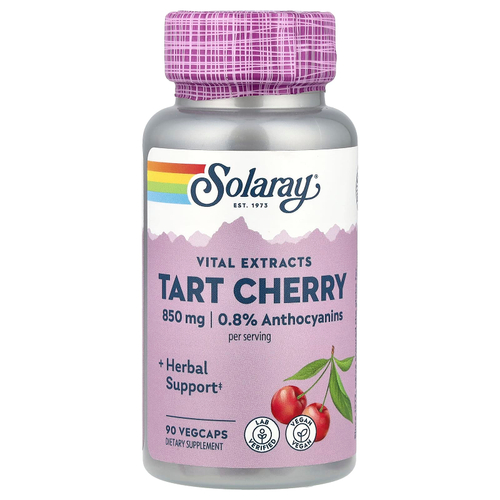Solaray, Vital Extracts, вишня, 90 растительных капсул (425 мг в 1 капсуле)