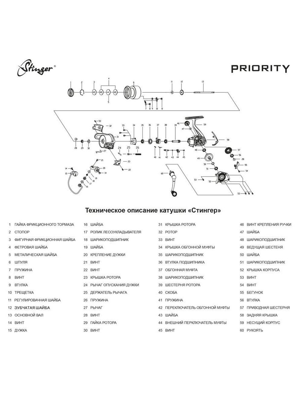 Катушка для рыбалки безынерционная Stinger Priority SRL PY