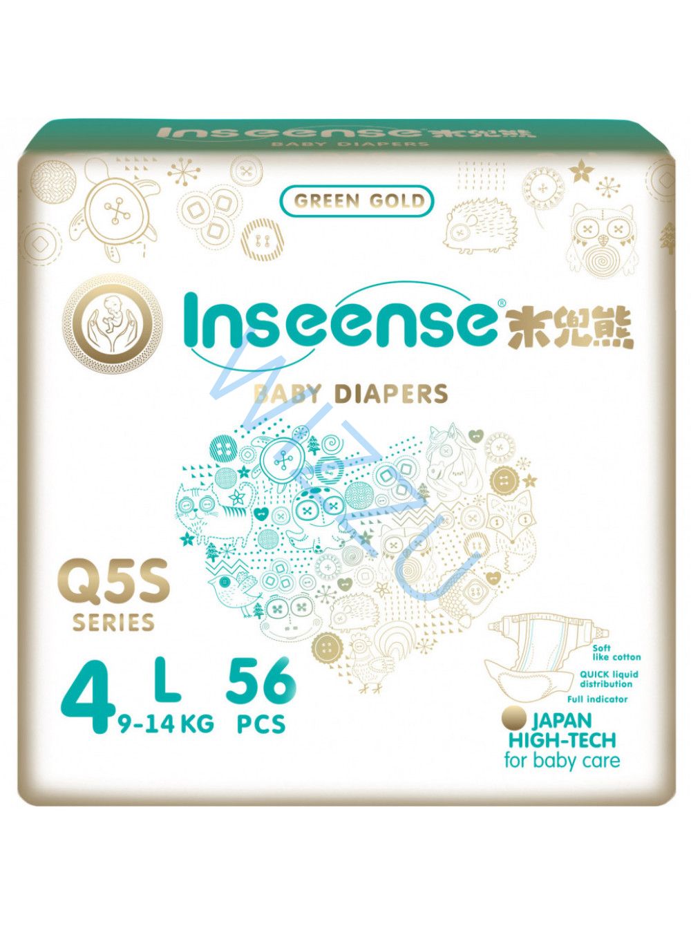 Подгузники L (9-14 кг) Inseense Q5S 56шт