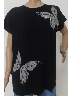 Блузка удлиненная трикотажная со стразами