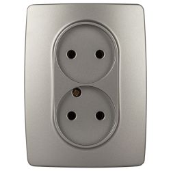 Розетка ЭРА Серия 12 12-2107-16 двойная 2X2P 16А-250В титан | Эра 12