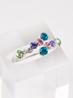 Кольцо Млечный путь с разноцветными кристаллами Swarovski