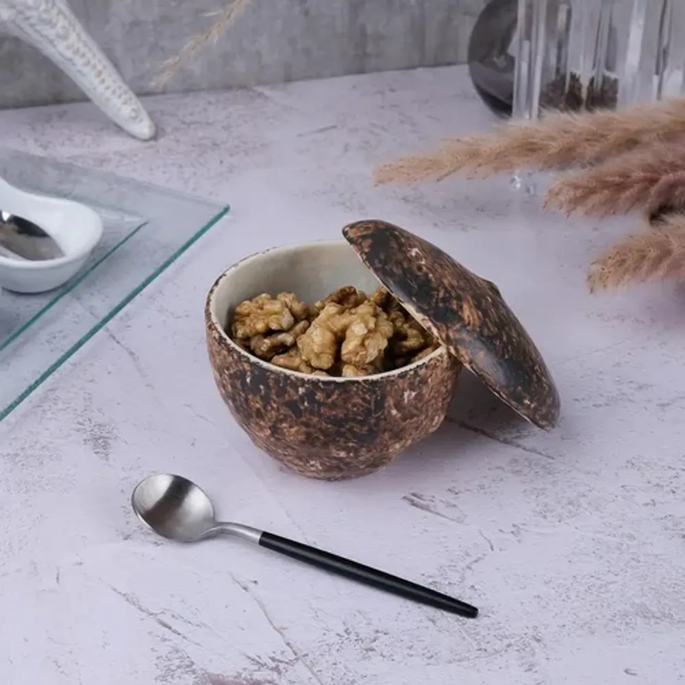 Емкость для подачи 260 мл с крышкой d 9,5/4,5 см h8,5 см Dark Brown Mushroom Frutti di Mare P.L. [1]