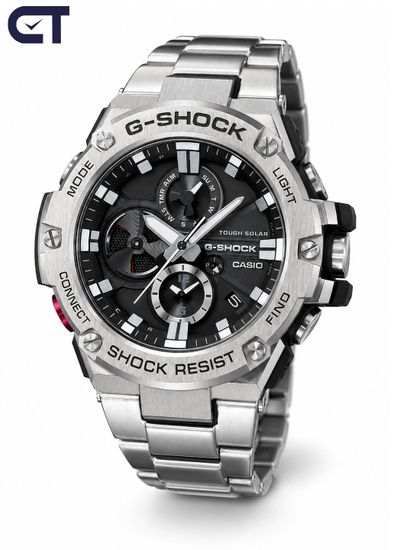 CASIO GST-B100D-1ADR G-SHOCK мужские наручные часы — массивная G-STEEL с Tough Solar, Bluetooth и стальным браслетом