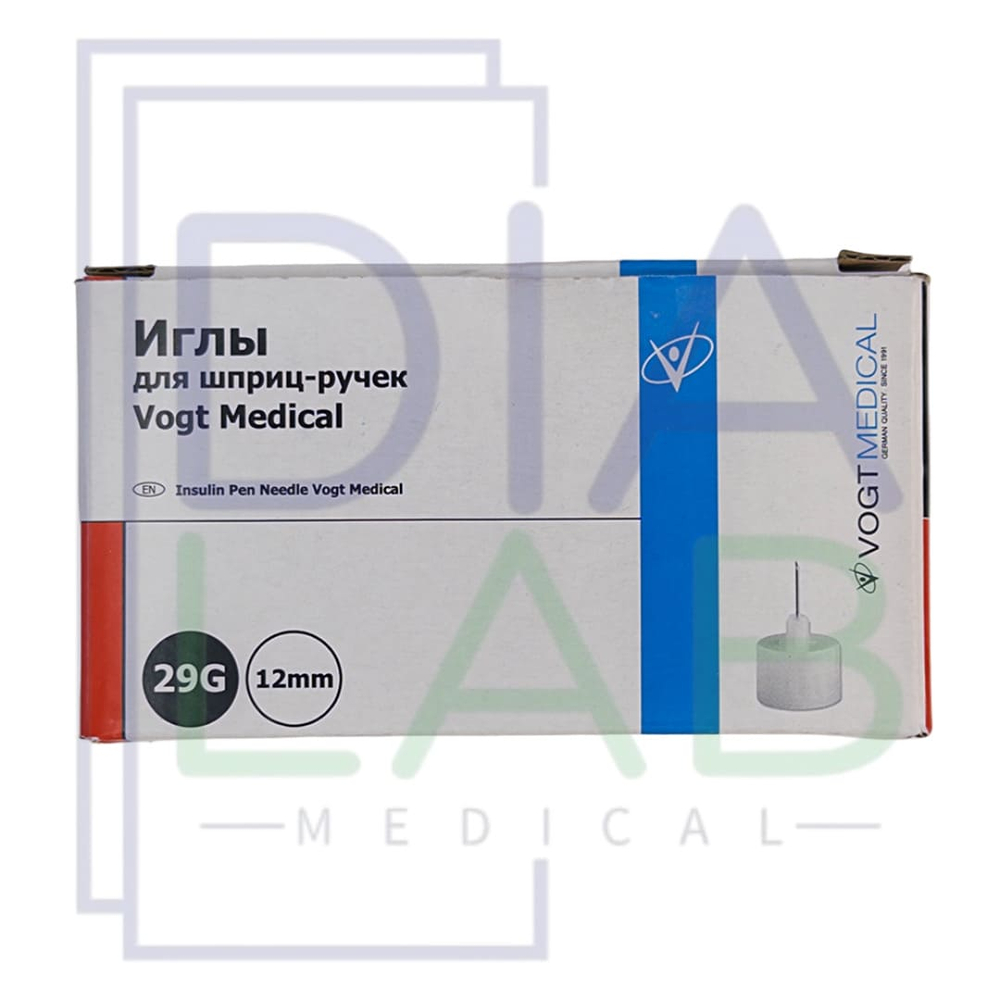 Иглы для шприц ручек 12мм 29G инсулиновых VOGT Medical 10 шт