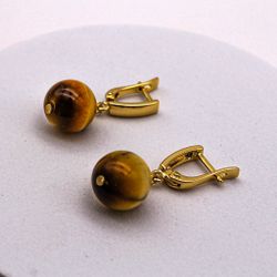 Серьги — медовый тигровый глаз