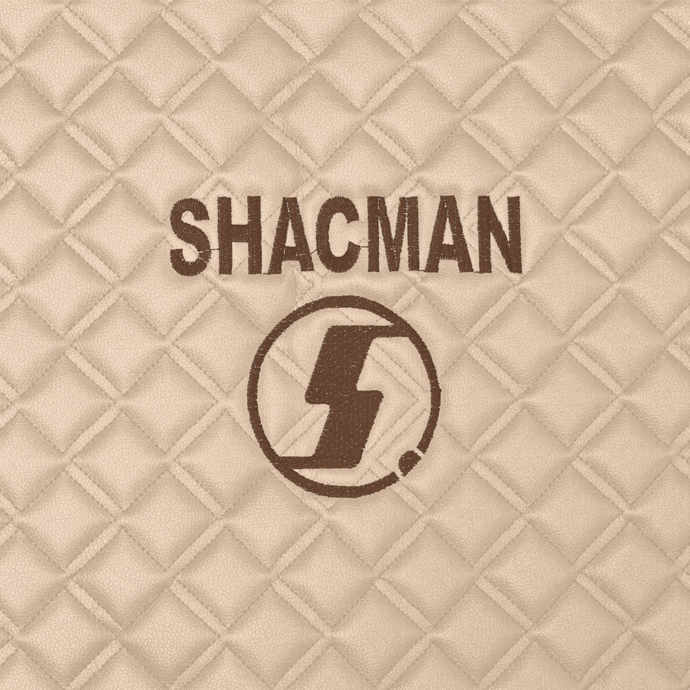 Ковры Shacman X-3000 рестайлинг (экокожа, бежевый, бежевый кант, коричневая вышивка)