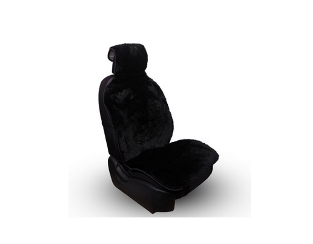 Накидки сидений МЕХ иск - Перед CarFashion (2шт) -"LAMA FRONT" 22325 - черный