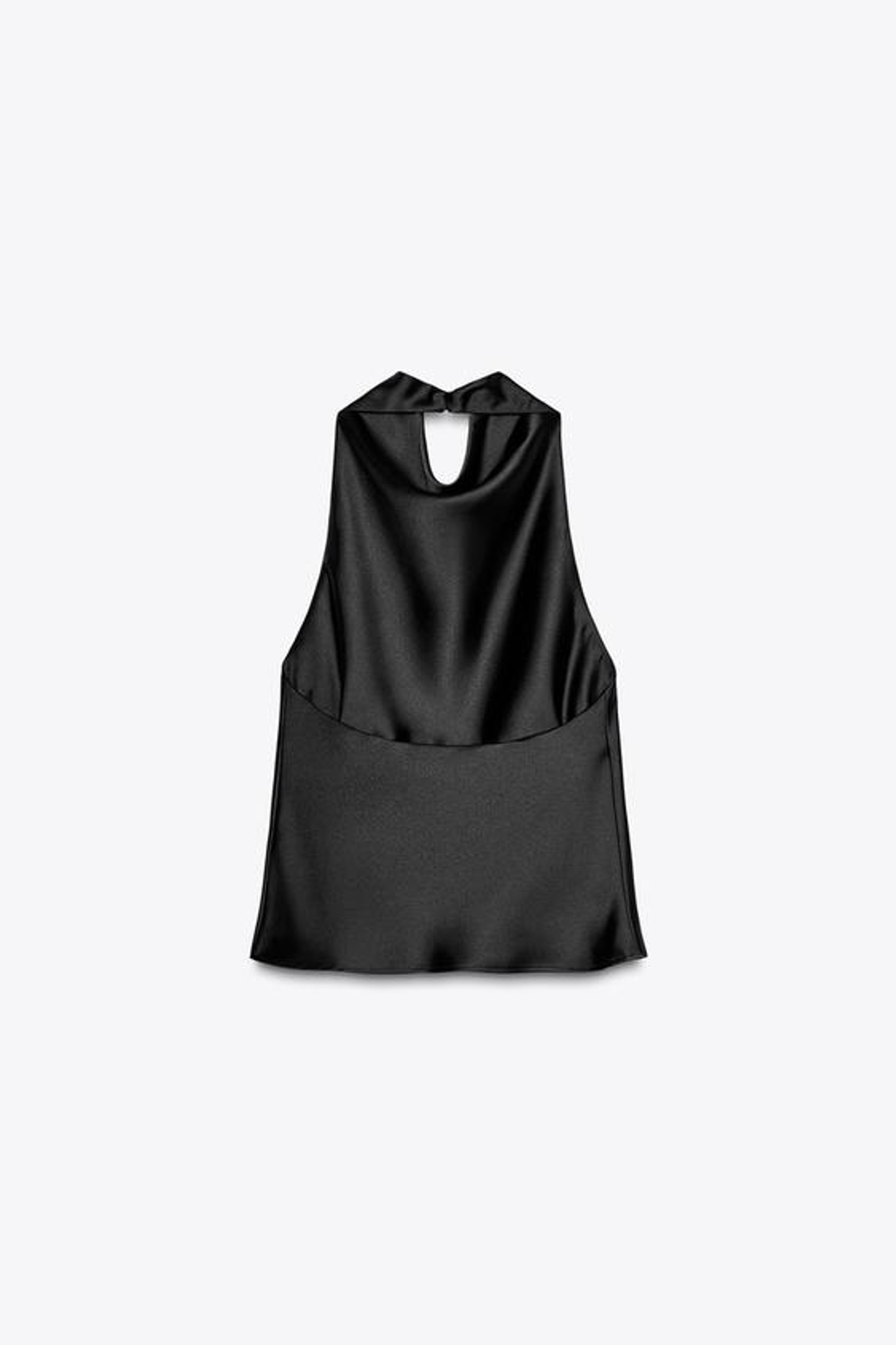 ZARA АТЛАСНЫЙ ТОП С ГОРЛОВИНОЙ ХАЛТЕР, ЧЕРНЫЙ
