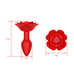 Красная анальная вибропробка-роза 11,1см с вращением и пультом ДУ Secwell Rose Twist Anal Plug SW2033