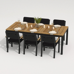 Обеденная группа Ideal Patio ТЕЛЛА  БОНТА каркас карбон, стол тик 200, ткань черная