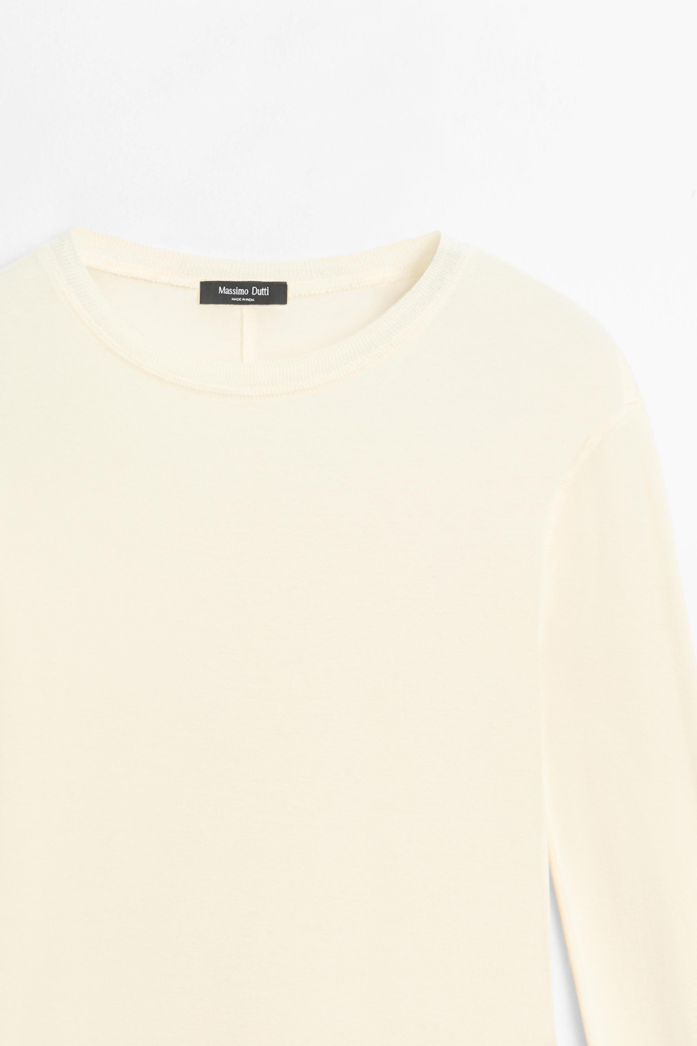 Massimo Dutti Футболка с длинными рукавами и манжетами, ванильный