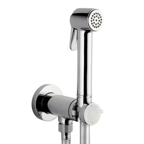 Bossini Paloma Brass Mixer Set гигиенический комплект: смеситель прогрессивный, душ, шланг 1250 мм, держатель с шланговым подключением, цвет хром