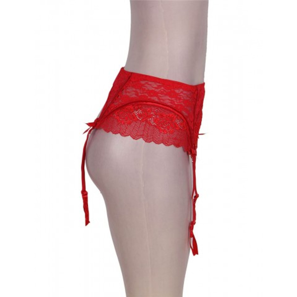 Кружевной пояс для чулок + стринги красные Sexy Lace, XS-S