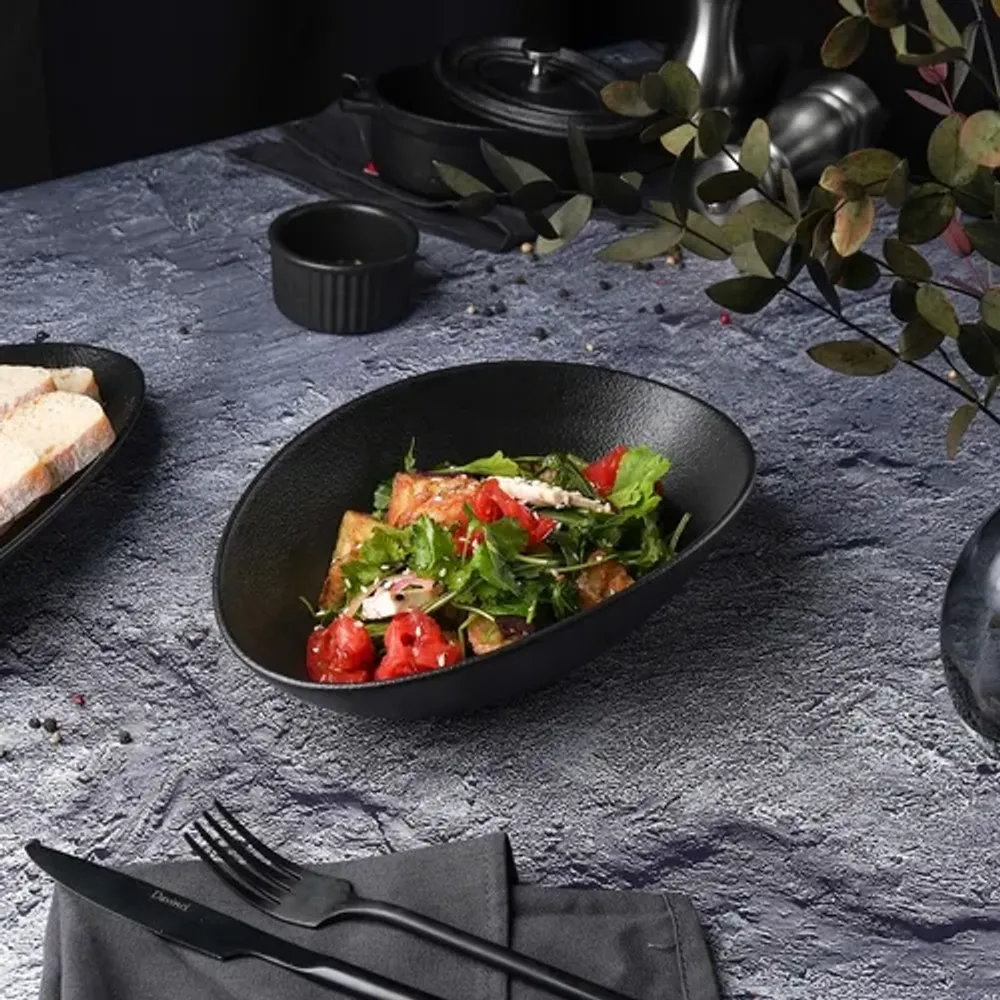 Салатник 700 мл 25*16 см h6,4 см Wave Up Smooth Black Raw Stellar P.L. Proff Cuisine [1]