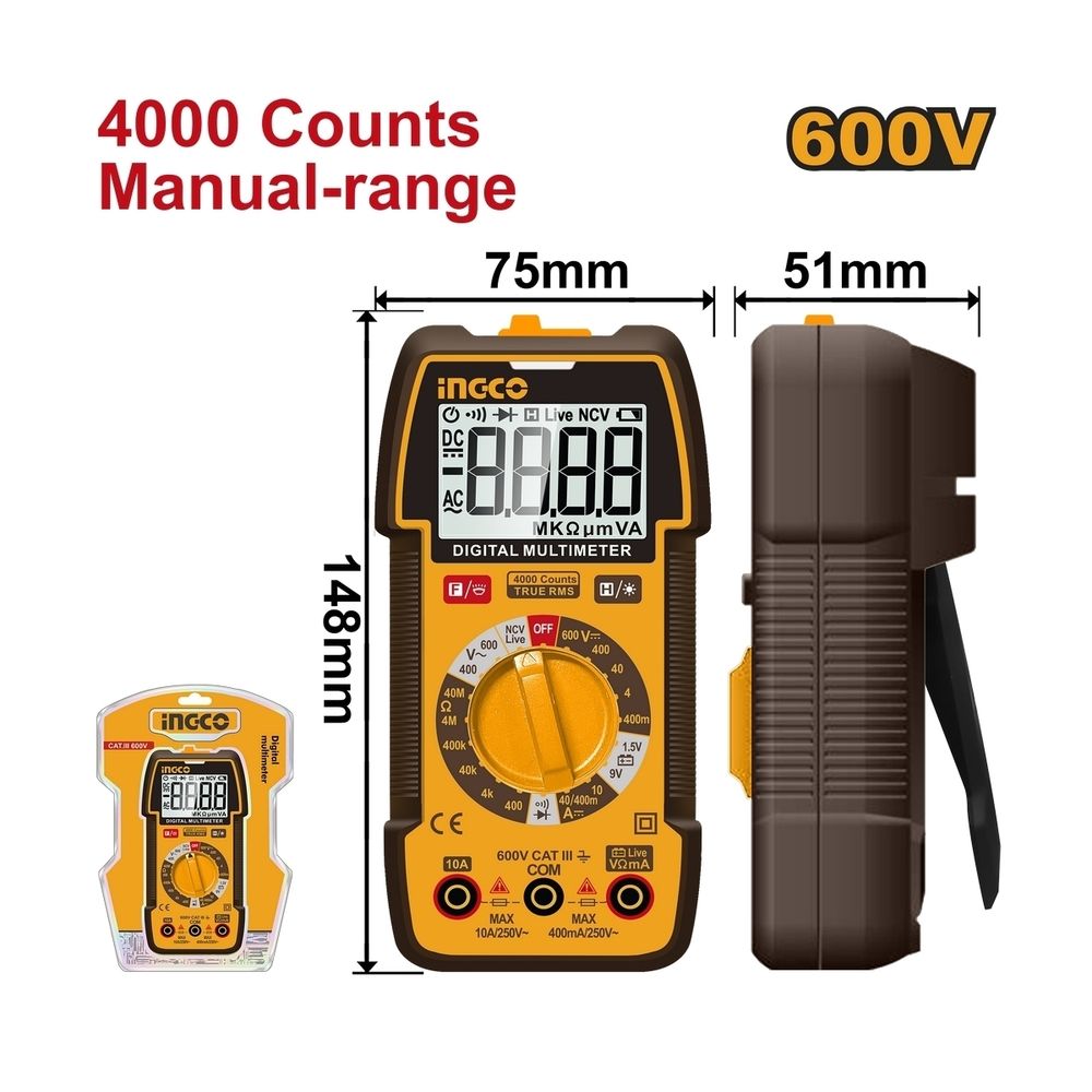 Мультиметр цифровой INGCO DM36002 600 В