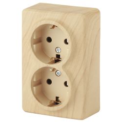 Розетка ЭРА Эксперт 11-2205-11 двойная с заземлением 2х2P+E Schuko 16A-250В IP20 ОУ сосна | Эра Эксперт