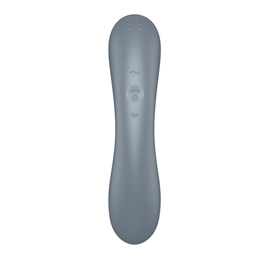 Серо-голубой вибромассажер 17,4см с вакуумной стимуляцией Satisfyer Curvy Trinity 1 insertable Air Pulse Vibrator Bluegrey