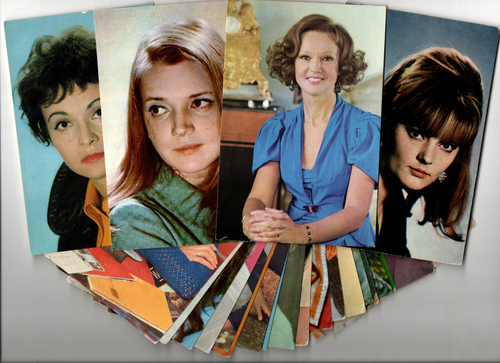 №58 Открытки Артисты и актёры СССР 1970–1980-е г. 25 штук. Цветные, чистые, без повторов