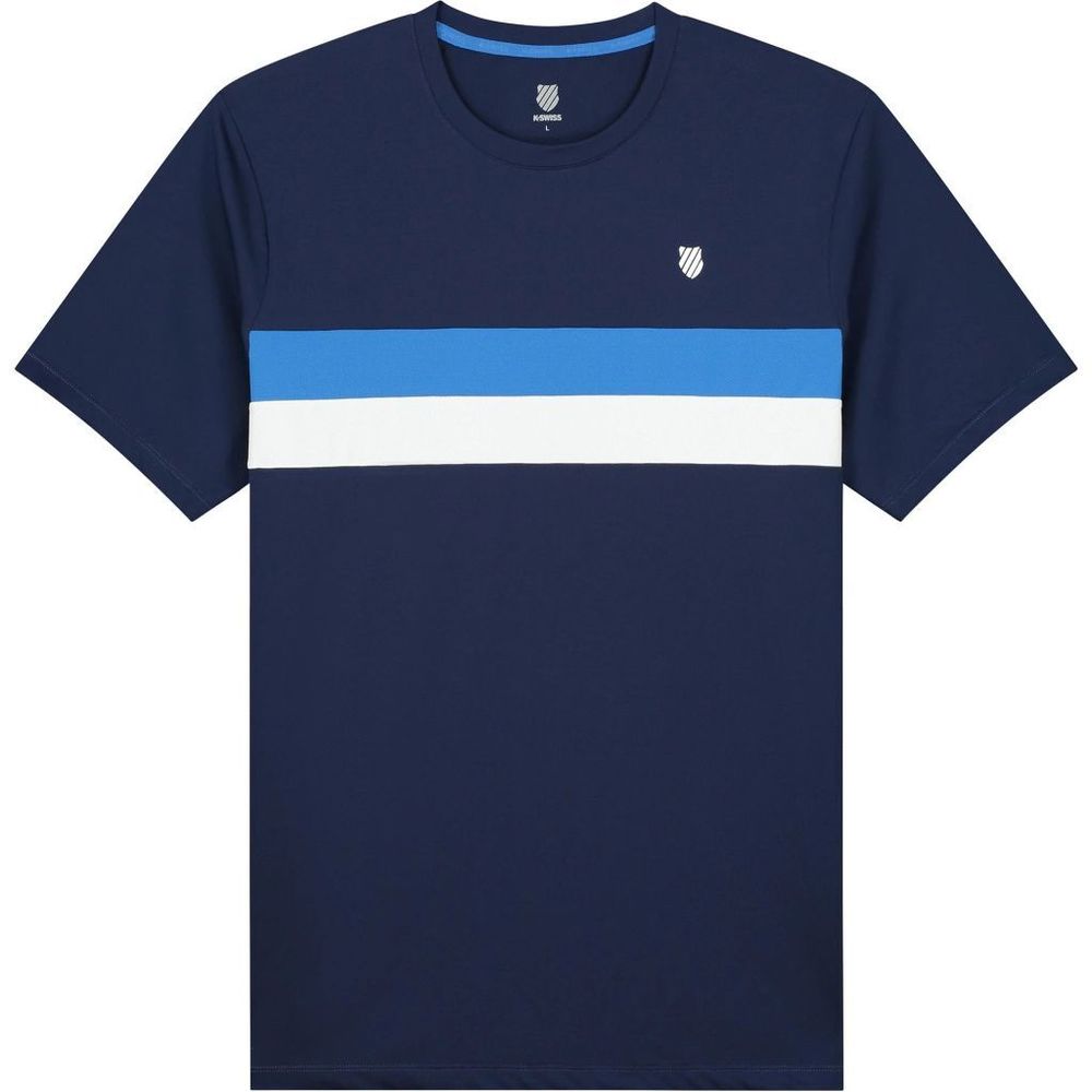 Мужская теннисная футболка K-Swiss Tac Core Team Stripe Crew M - navy