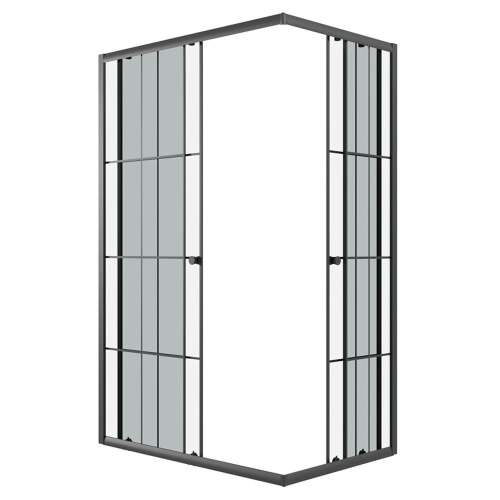 Душевое ограждение Niagara Eco NG-1018-14QKL (100х80х190) прямоугольник,раздвижное,черный,стекло клетка,1 место