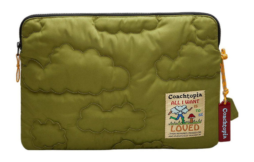 COACH Polyester Storage Bag Laptop Bag Large Unisex Army Green