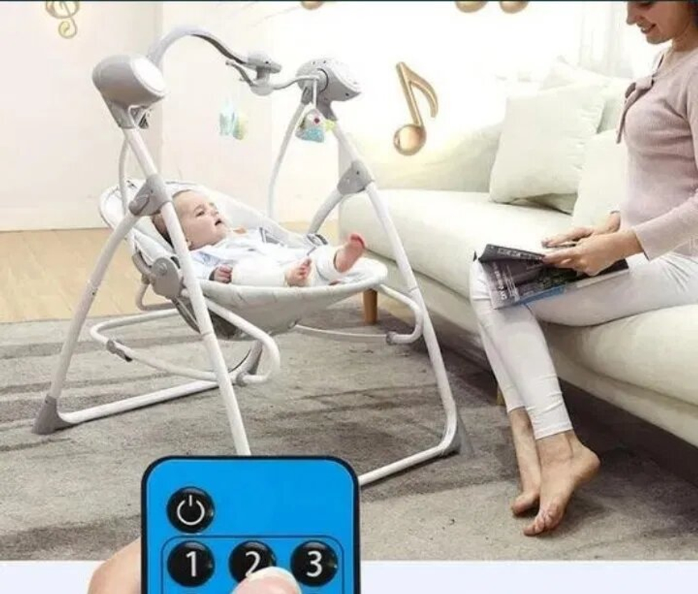 Стул для кормления -электрический качель LUXMOM 901 темно-серый