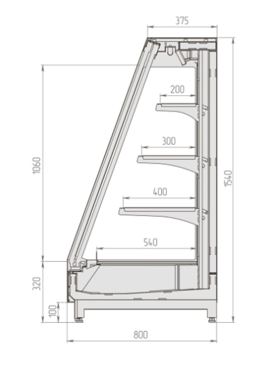 Витрина холодильная BRANDFORD Ikar Slim SQ 125