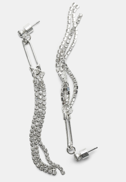 STRADIVARIUS Серьги-подвески с булавками и стразами, серый