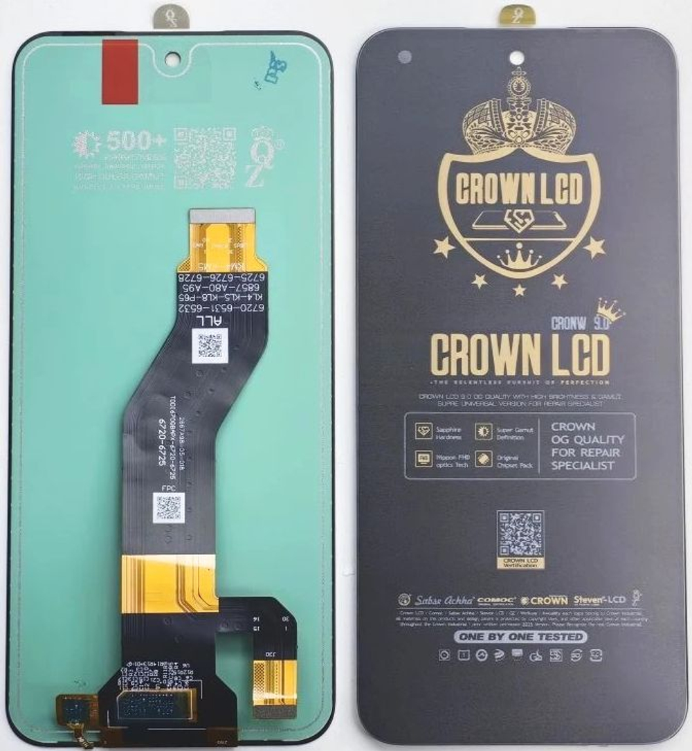 Дисплей Tecno/Infinix Pop 9/10 Pro/Spark Go 1/1S/2/30C/40/40C/Hot 50i/60/60i Ярк.500+ Crown (ORG)